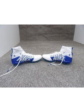 Nike Alpha Huarache 7 Football Cleats Size 11 White & Blue High Top